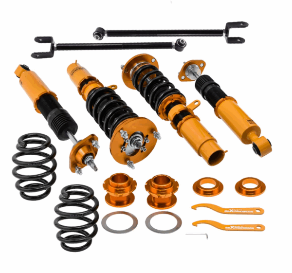 Винтовая подвеска (койловеры) BMW 3-series e46 1999-2005 Maxpeedingrods с демпфером 24 положения + задние рычаги.